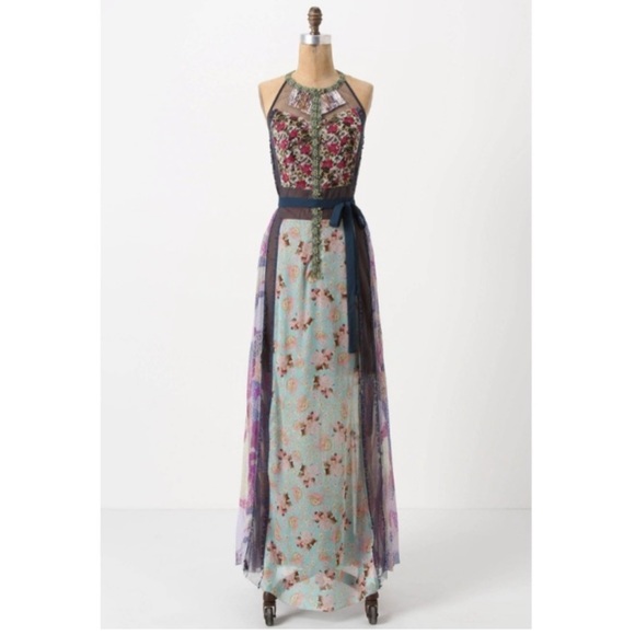 NEW Byron Lars Wilderflora Patchwork Maxi Dress 4 - Picture 5 of 8